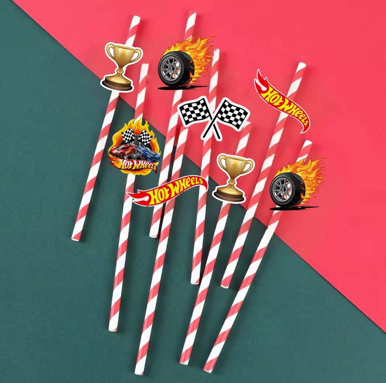 Hot Wheels Fiğürlü Kağıt Pipet 10 Adet