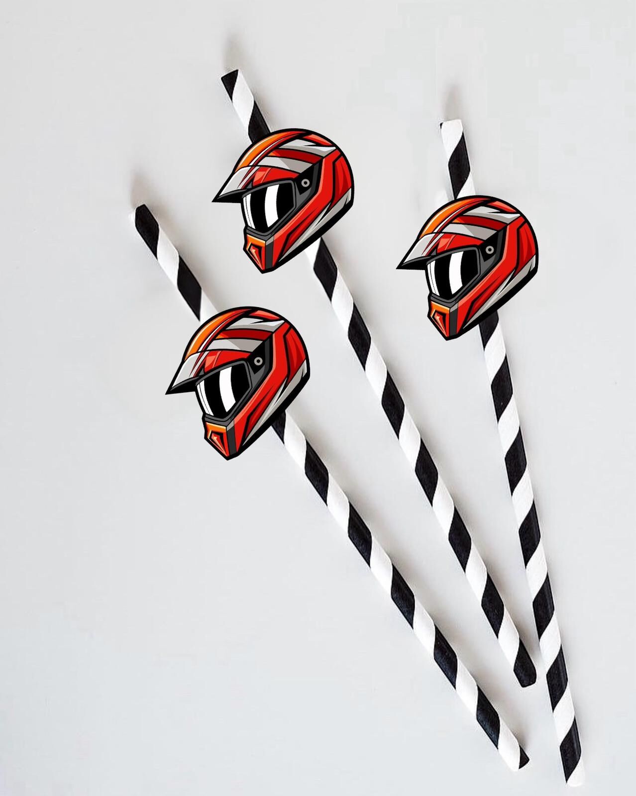 Motosiklet Fiğürlü Kağıt Pipet 10 Adet