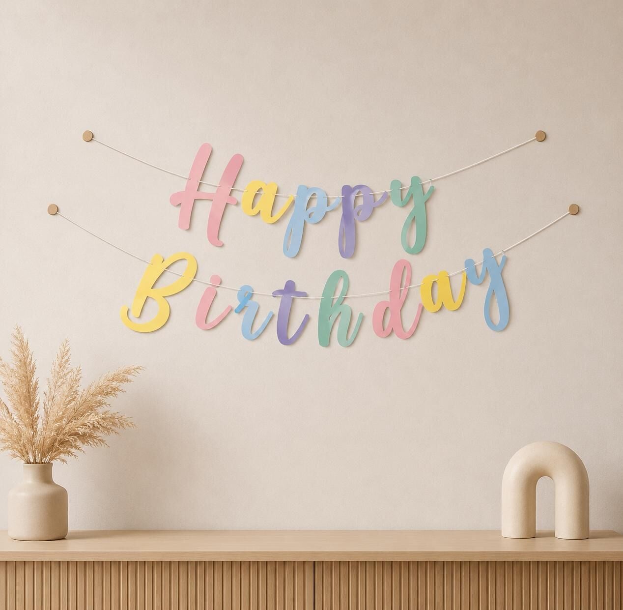 Makaron İtalik Kaligrafi Happy Birthday Yazısı