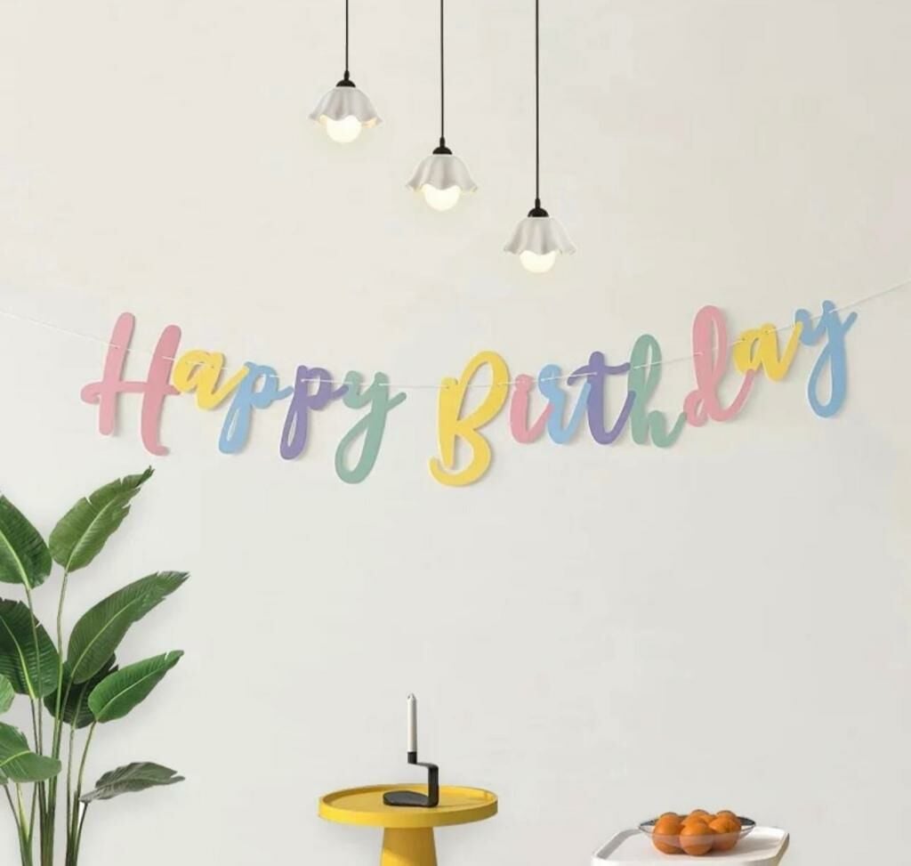Makaron İtalik Kaligrafi Happy Birthday Yazısı