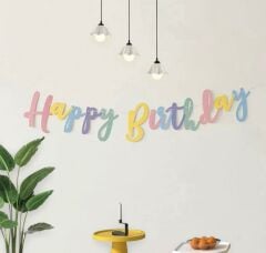 Makaron İtalik Kaligrafi Happy Birthday Yazısı