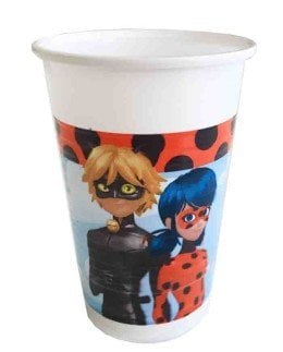 Kara Kedi Uğur Böceği Karton Bardak 8 Adet