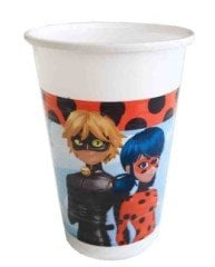 Kara Kedi Uğur Böceği Karton Bardak 8 Adet