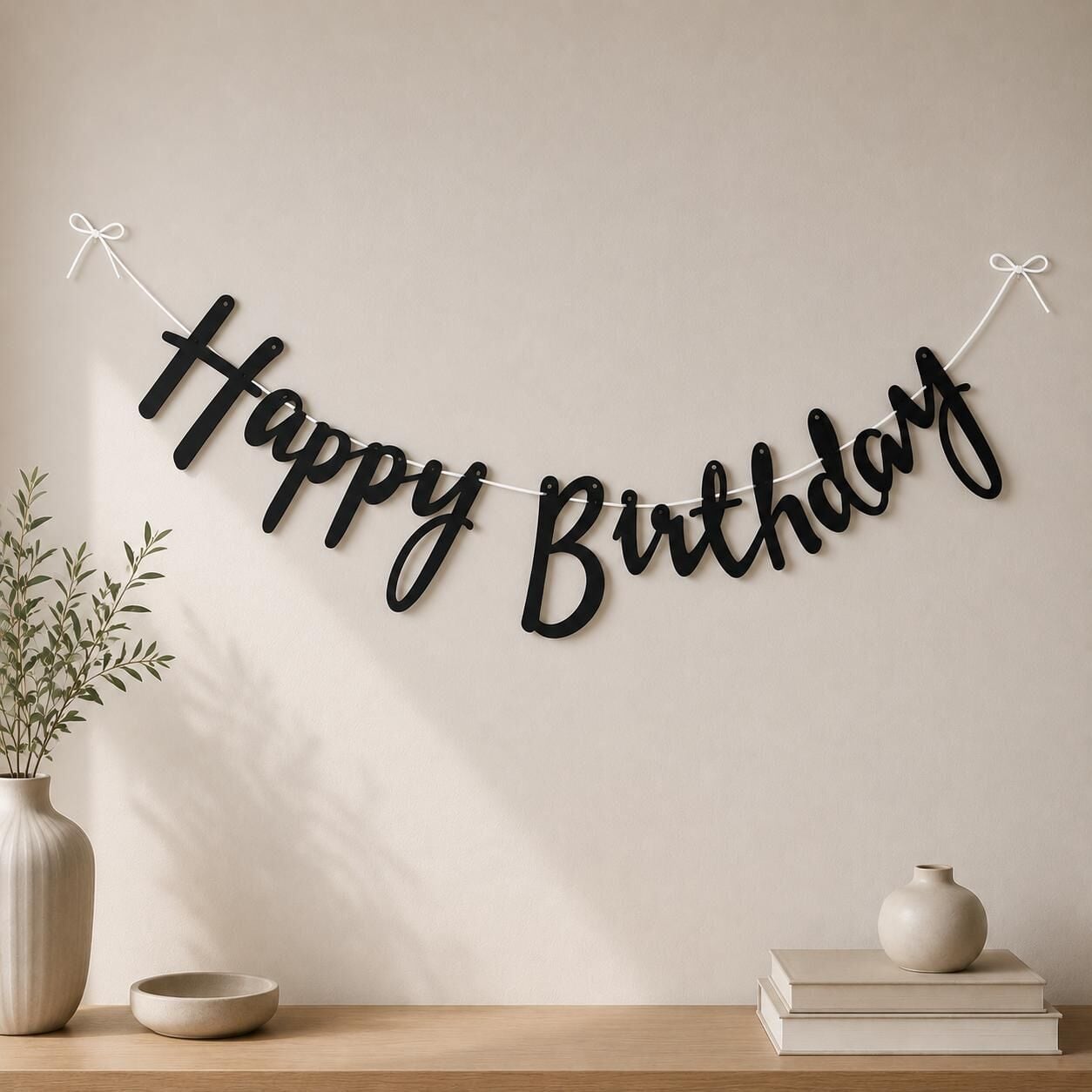Siyah İtalik Kaligrafi Happy Birthday Yazısı
