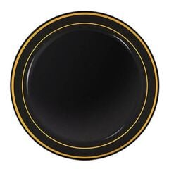 Siyah Altın Çizgili Mika Tabak 6 Adet