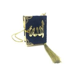 Kadife Hediyelik Mini Kuran-ı Kerim Lacivert 10 Adet