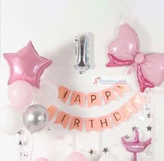 1 YAŞ PEMBE FİYONK KONSEPT