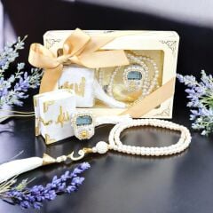 Hediyelik 3'lü Set Mini Kur'an Zikirmatik Tesbih Beyaz