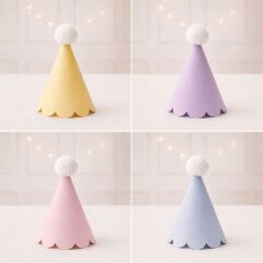 Makaron Dalgalı Parti Şapkası 4 Adet