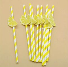 Limon Fiğürlü Kağıt Pipet 10 Adet