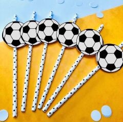 Futbol Fiğürlü Kağıt Pipet 10 Adet