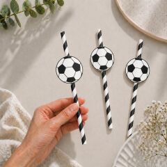 Futbol Fiğürlü Kağıt Pipet 10 Adet