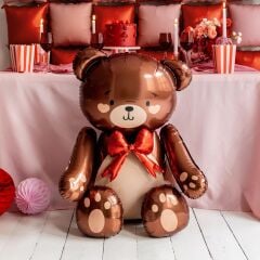 4d Papyonlu Ayıcık Folyo Balon Kahve