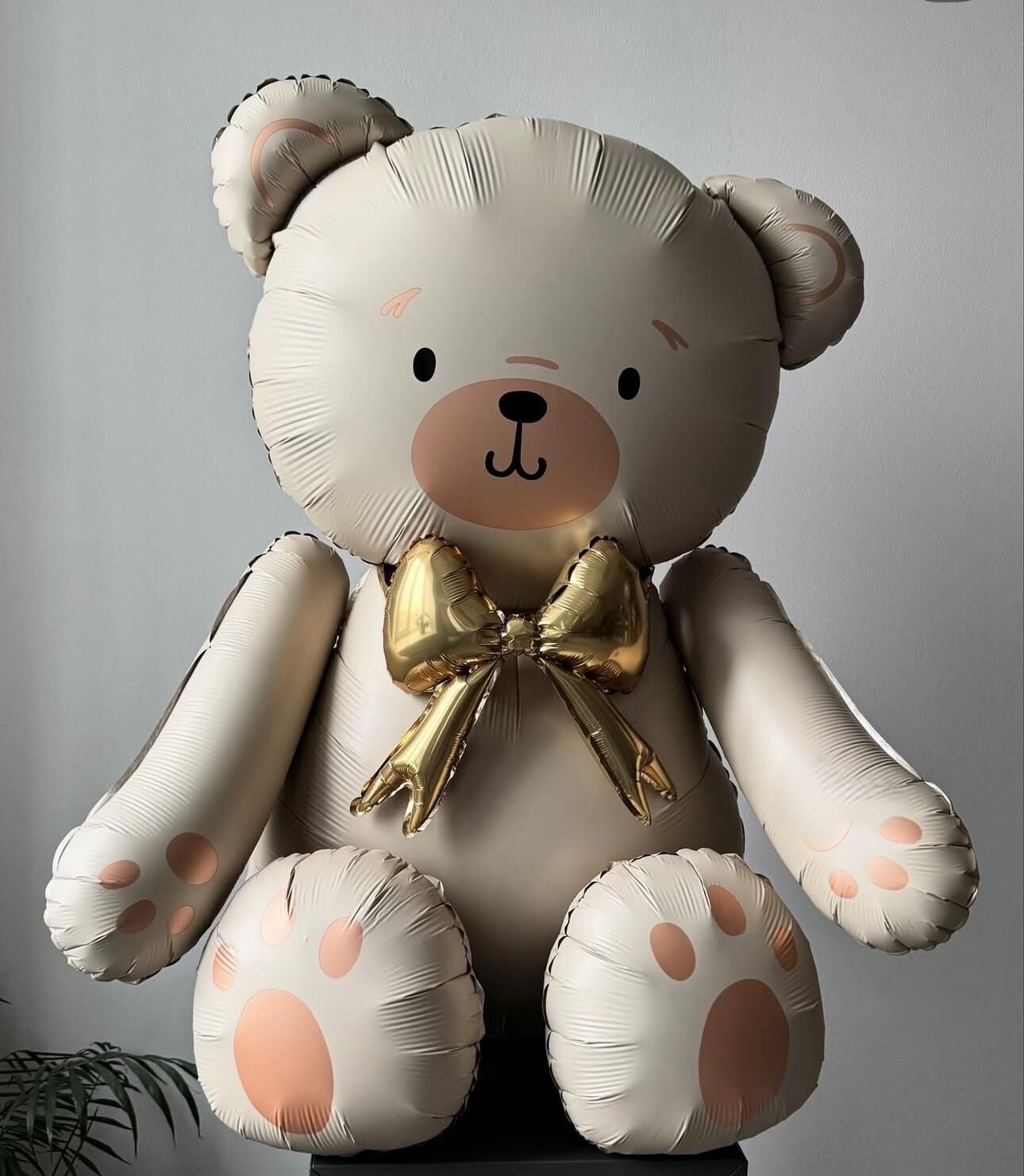 4d Papyonlu Ayıcık Folyo Balon Krem