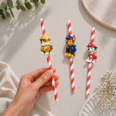 Paw Patrol Fiğürlü Kağıt Pipet 10 Adet