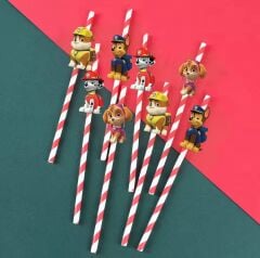 Paw Patrol Fiğürlü Kağıt Pipet 10 Adet