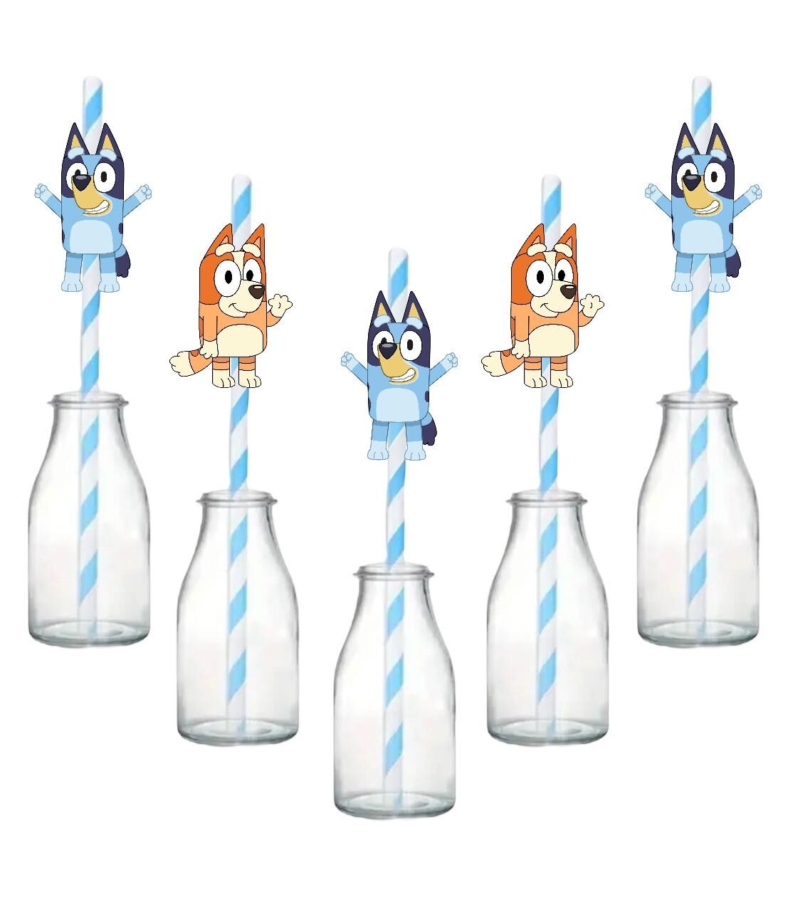 Bluey Fiğürlü Kağıt Pipet 10 Adet