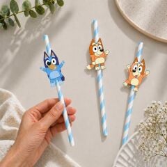 Bluey Fiğürlü Kağıt Pipet 10 Adet