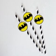 Batman Fiğürlü Kağıt Pipet 10 Adet