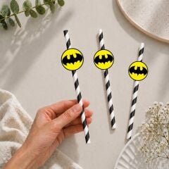 Batman Fiğürlü Kağıt Pipet 10 Adet