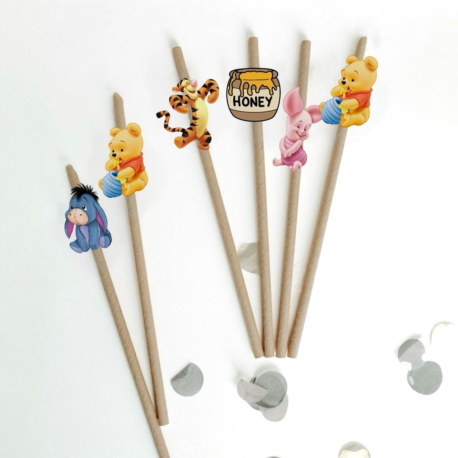Winnie The Pooh Fiğürlü Kağıt Pipet 10 Adet