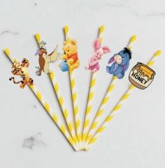 Winnie The Pooh Fiğürlü Kağıt Pipet 10 Adet