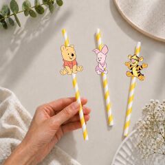 Winnie The Pooh Fiğürlü Kağıt Pipet 10 Adet