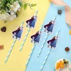 Elsa Frozen Fiğürlü Kağıt Pipet 10 Adet