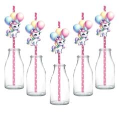 Ünicorn Fiğürlü Kağıt Pipet 10 Adet
