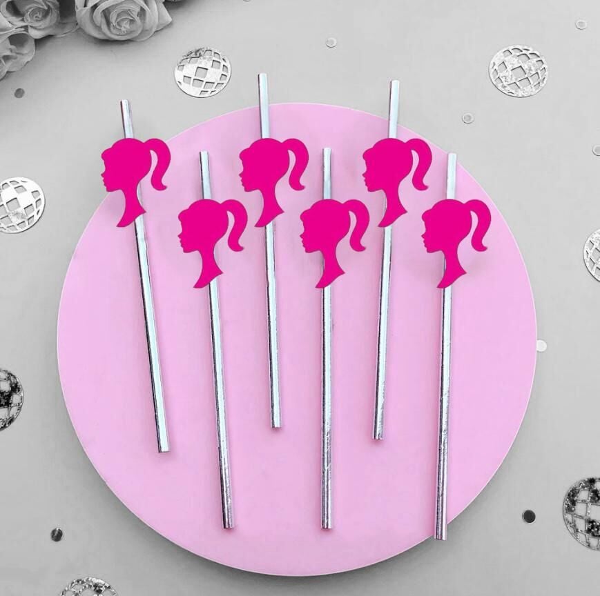 Barbie Fiğürlü Kağıt Pipet 10 Adet