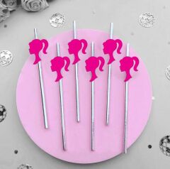 Barbie Fiğürlü Kağıt Pipet 10 Adet