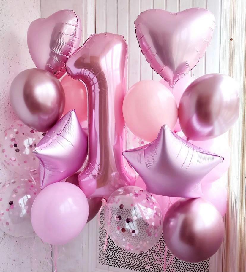 1 Yaş Pembe Balon Demeti