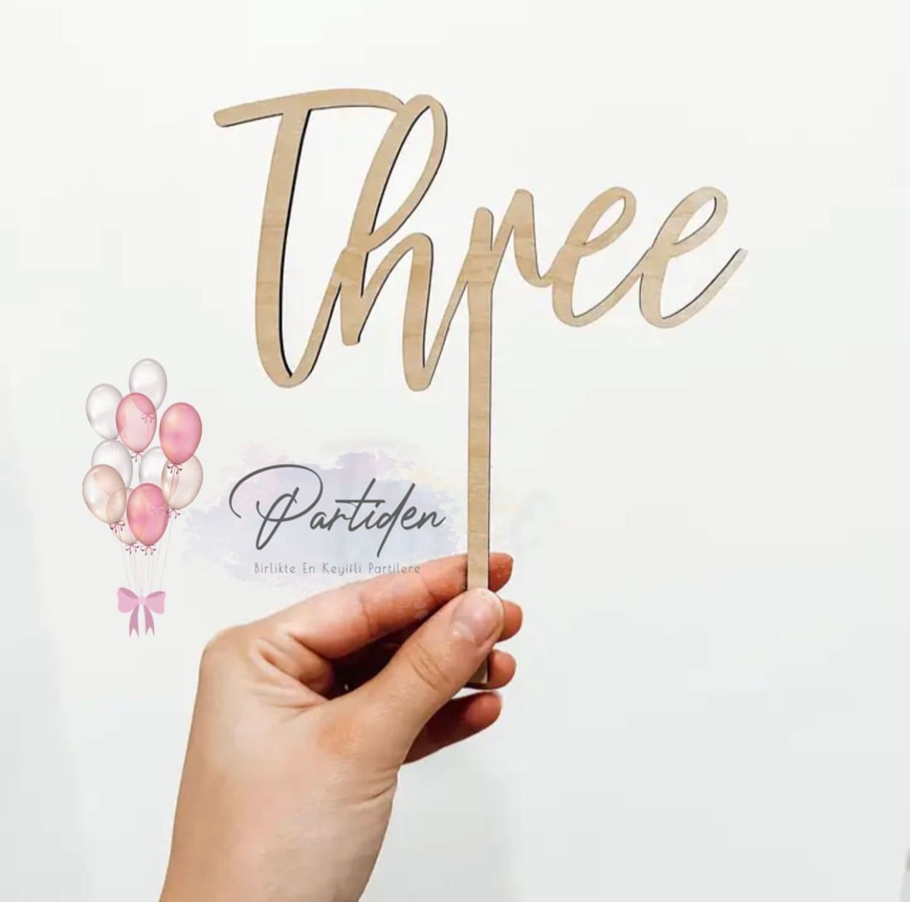 Three Ahşap Pasta Süsü
