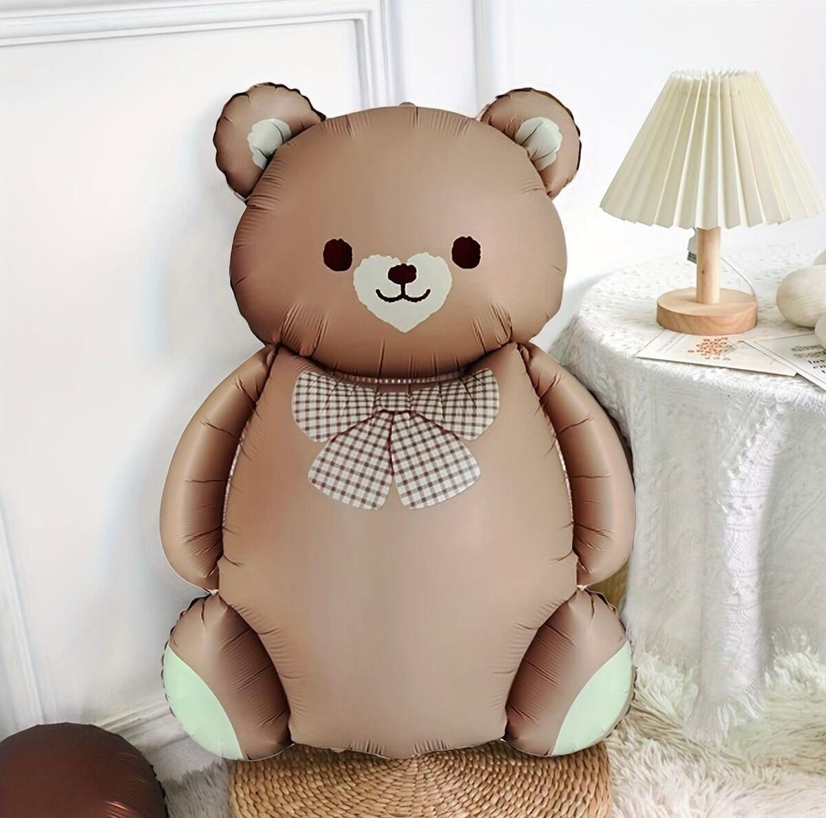 Papyonlu Karamel Saten Ayı Folyo Balon