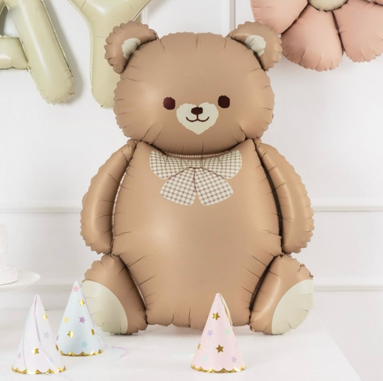 Papyonlu Karamel Saten Ayı Folyo Balon