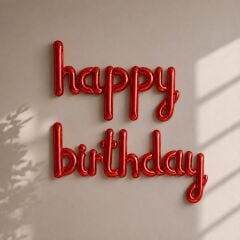 Kırmızı İmza Happy Birthday Balon