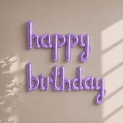 Lila İmza Happy Birthday Balon