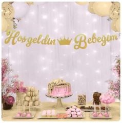 Gold İtalik Kaligrafi Hoşgeldin Bebeğim Yazısı