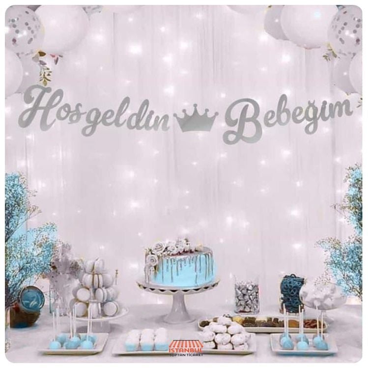 Gümüş İtalik Kaligrafi Hoşgeldin Bebeğim Yazısı