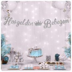 Gümüş İtalik Kaligrafi Hoşgeldin Bebeğim Yazısı