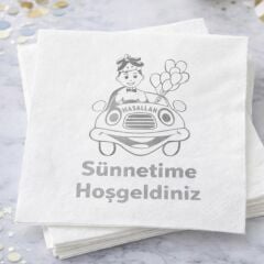 Gümüş Varaklı Sünnet Kağıt Peçete 16 Adet