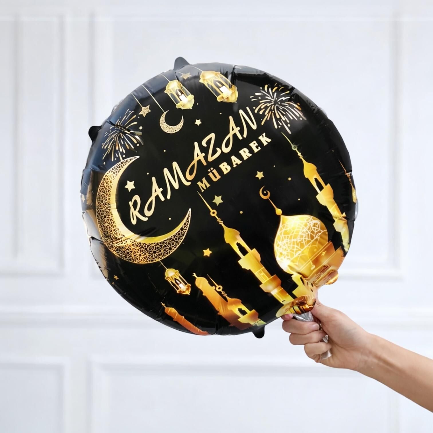Siyah Ramazan Mübarek Folyo Balon
