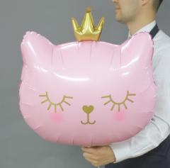 Pembe Kedi Kafa Folyo Balon