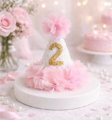 Pembe Altın Çiçekli Kukuleta 2 Yaş