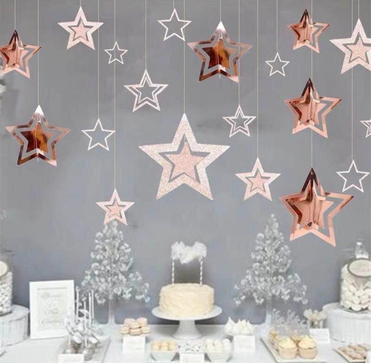 3d Rosegold Yıldız Tavan Sarkıt Süs
