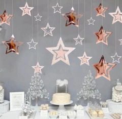 3d Rosegold Yıldız Tavan Sarkıt Süs
