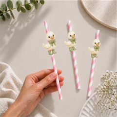 Ördek Fiğürlü Kağıt Pipet 10 Adet