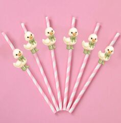 Ördek Fiğürlü Kağıt Pipet 10 Adet