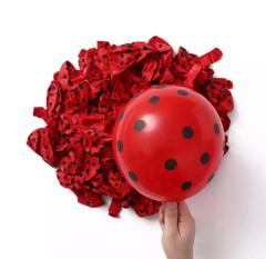 Kırmızı Siyah Puantiyeli Lateks Balon 5 Adet