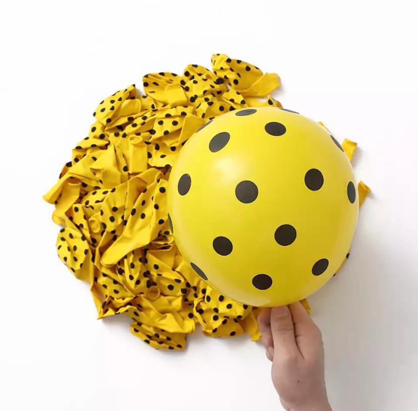 Sarı Siyah Puantiyeli Lateks Balon 5 Adet